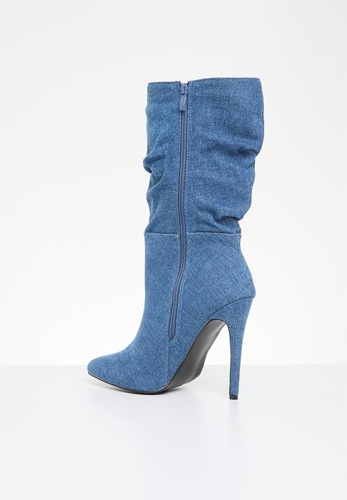 Madison® - Kessa ruched stiletto boot - blue