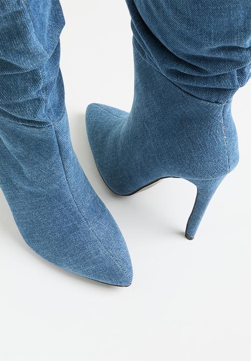 Madison® - Kessa ruched stiletto boot - blue