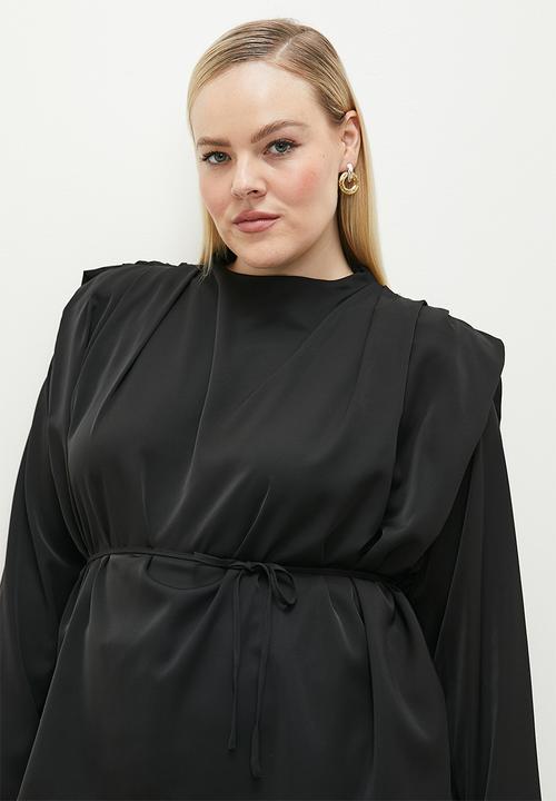 edit - Draped twill blouse - black