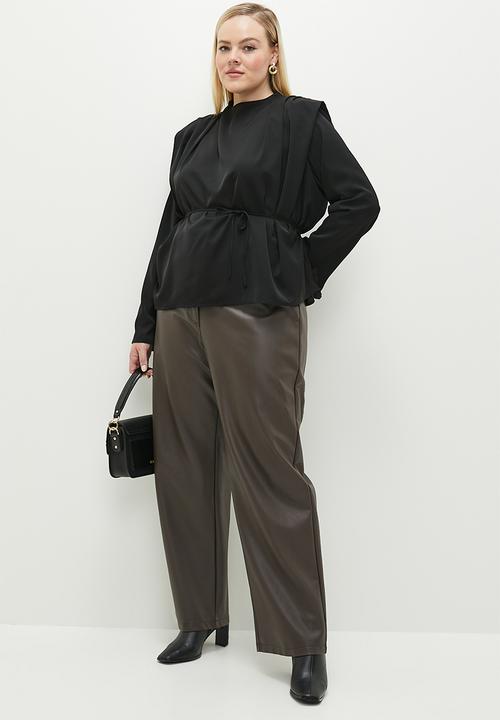 edit - Draped twill blouse - black