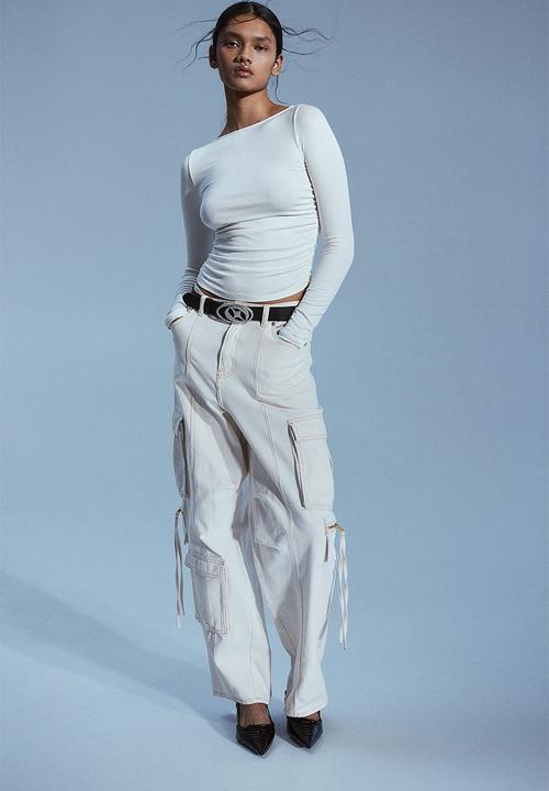 H&M - Gathered jersey top - cream