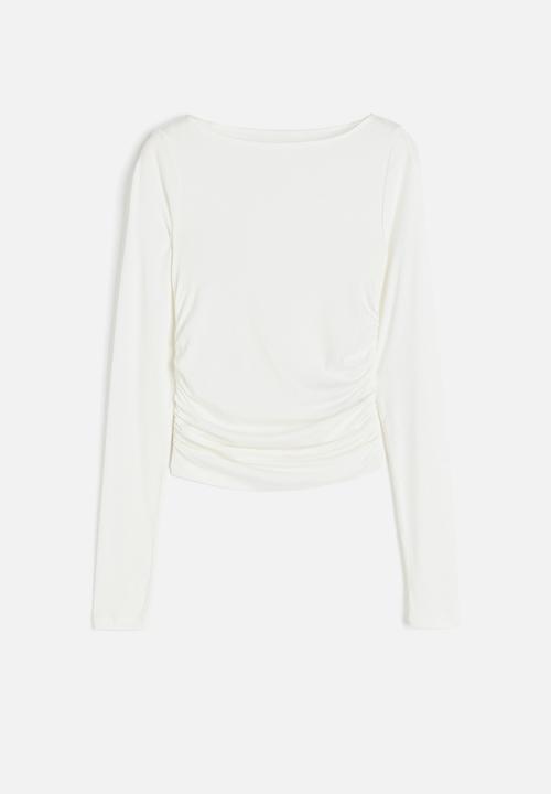 H&M - Gathered jersey top - cream