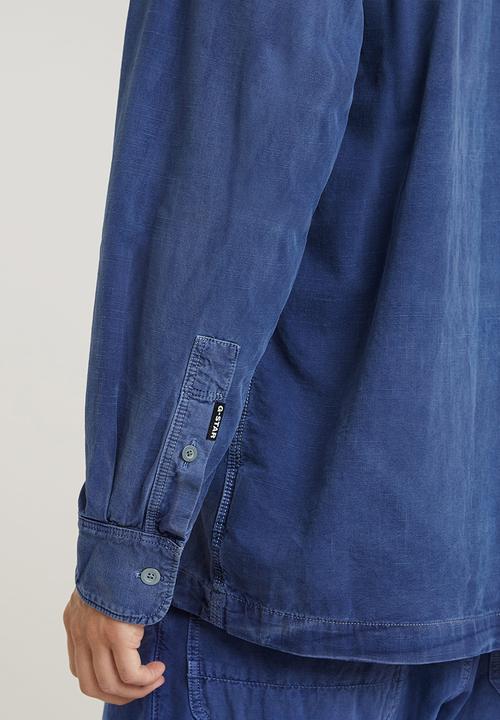 G-STAR - Boxy Fit shirt l\sLt wt illinois ecru chambray - faded ciel blue gd