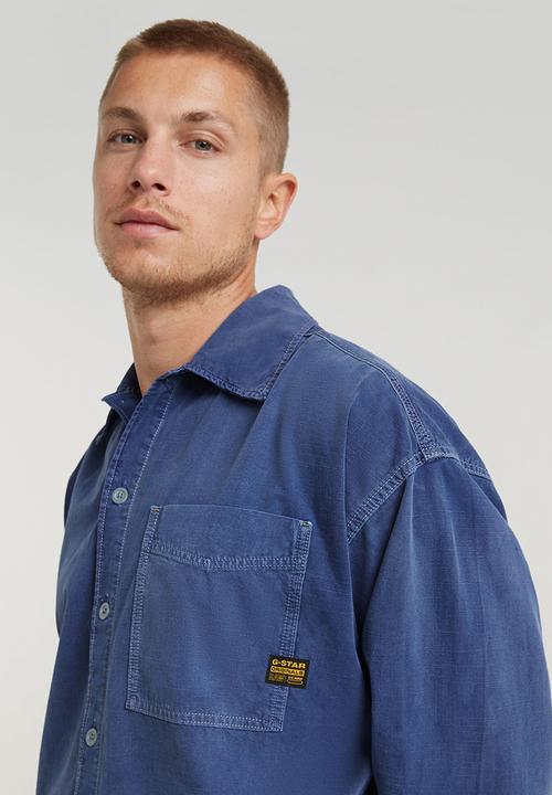 G-STAR - Boxy Fit shirt l\sLt wt illinois ecru chambray - faded ciel blue gd