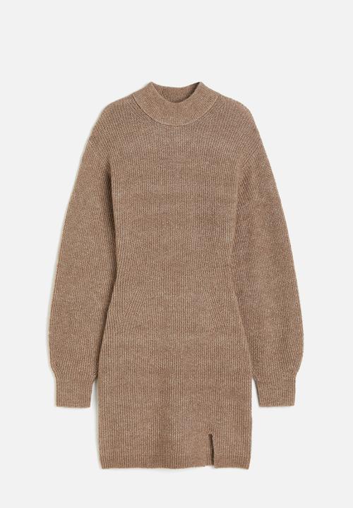 H&M - Knitted turtleneck dress - beige