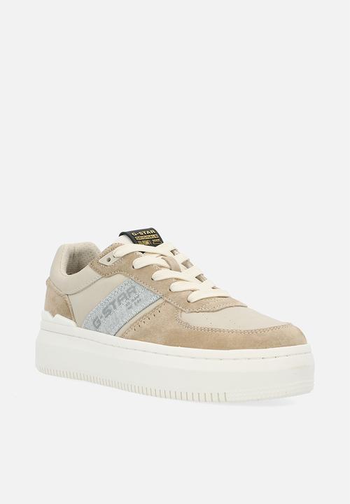 G-STAR - Eve Leather Denim Sneakers - Off White & Sand 