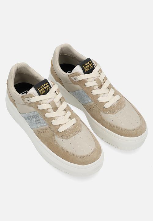 G-STAR - Eve Leather Denim Sneakers - Off White & Sand 