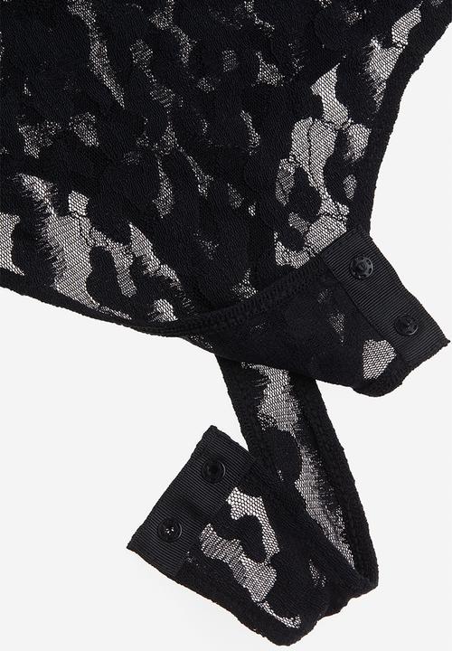 H&M - Lace thong body - black