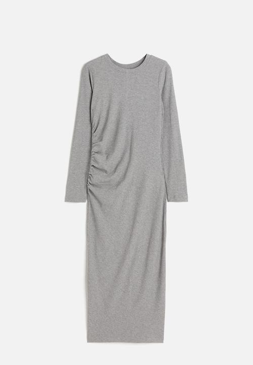 H&M - Gathered bodycon dress - grey marl 