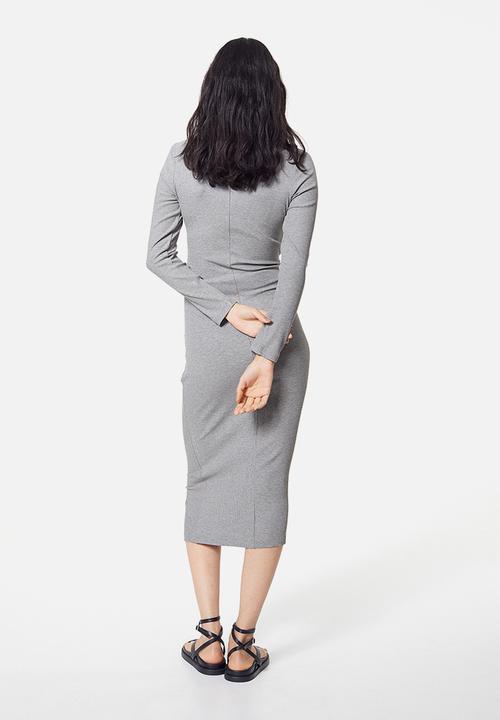 H&M - Gathered bodycon dress - grey marl 