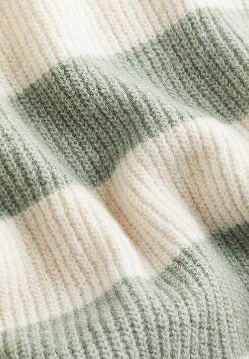 H&M - Rib-knit jumper - dusty green/striped