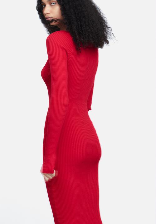 H&M - Rib-knit dress - red