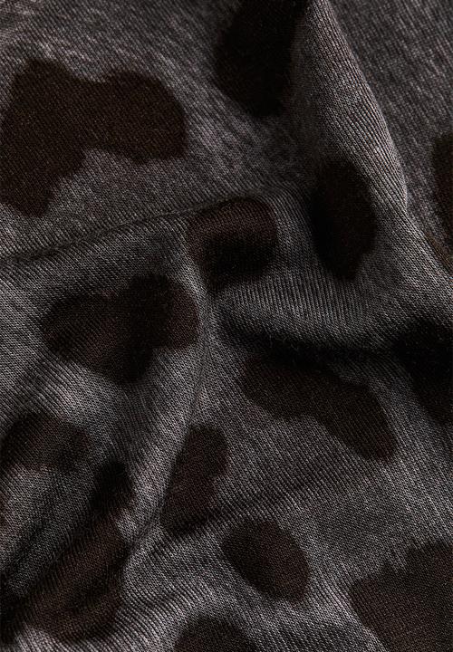 H&M - Polo-neck top - dark grey/leopard print