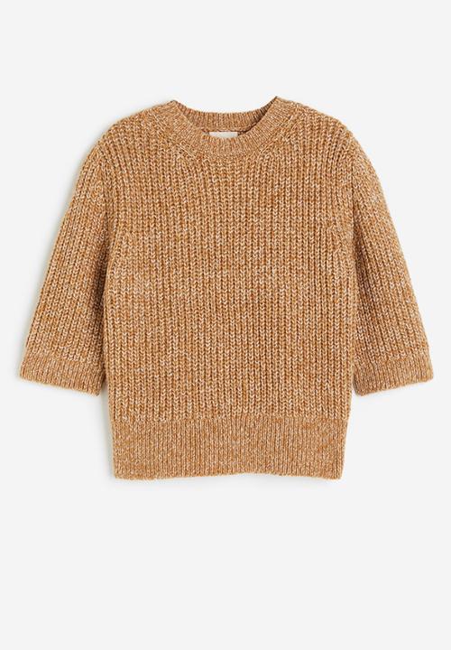 H&M - Rib-knit top - dark beige marl
