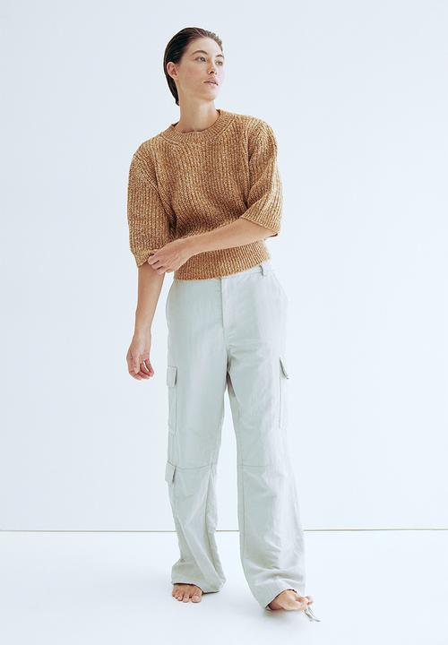 H&M - Rib-knit top - dark beige marl