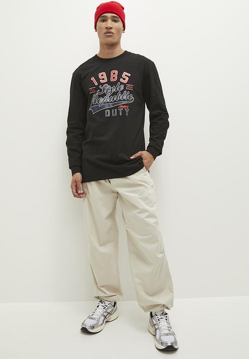 STYLE REPUBLIC - Long sleeve logo print tee - black