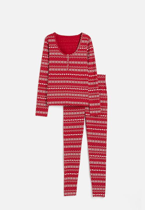 H&M - Ribbed cotton pyjamas - red,multi