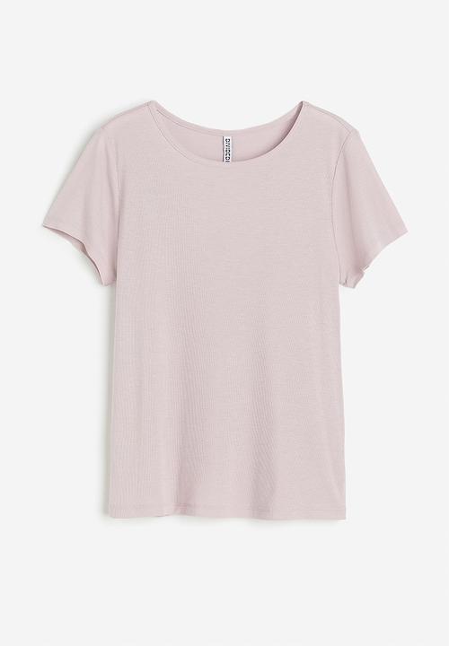 H&M - Ribbed T-shirt - dusty pink