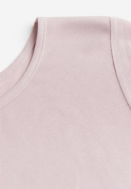 H&M - Ribbed T-shirt - dusty pink