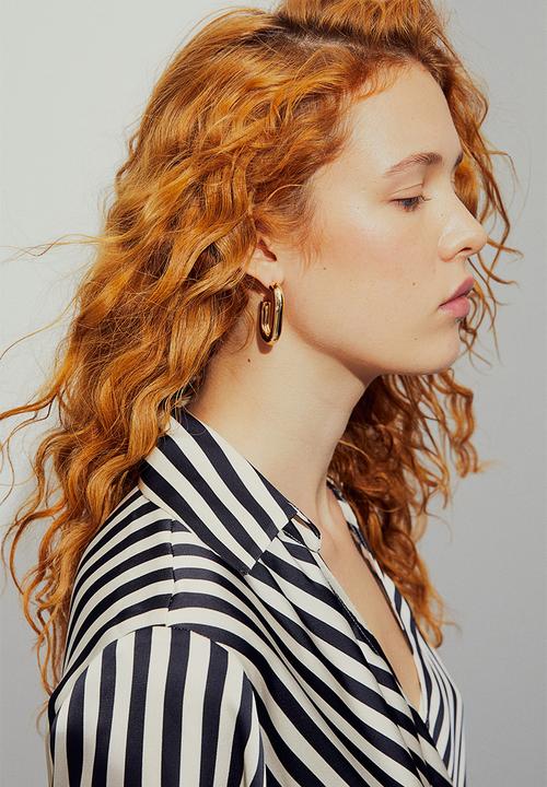 H&M - Wrapover satin blouse - black striped