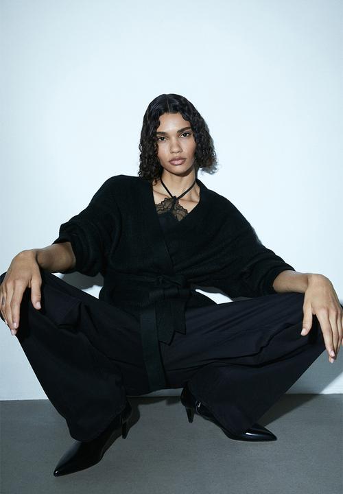 H&M - Tie-belt cardigan - black