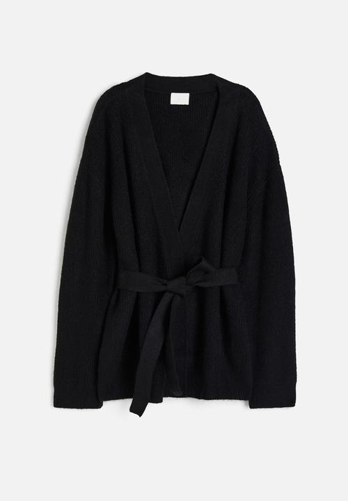 H&M - Tie-belt cardigan - black