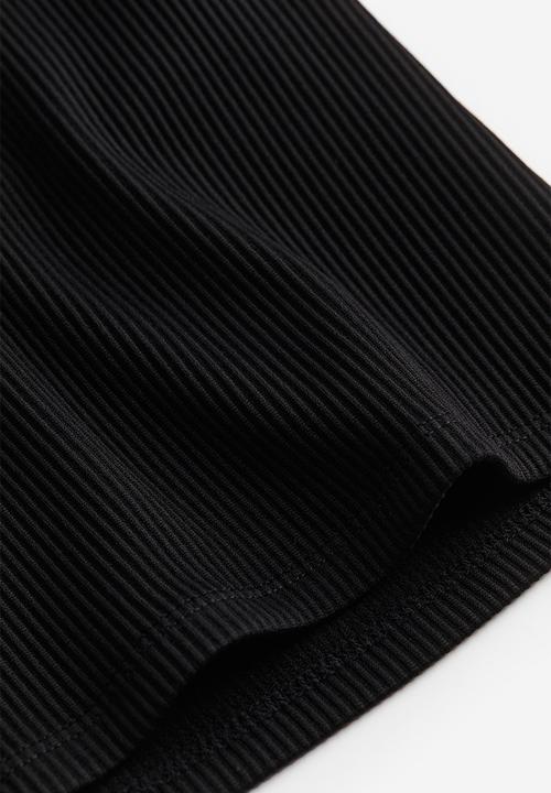 H&M - Cropped jersey top - black