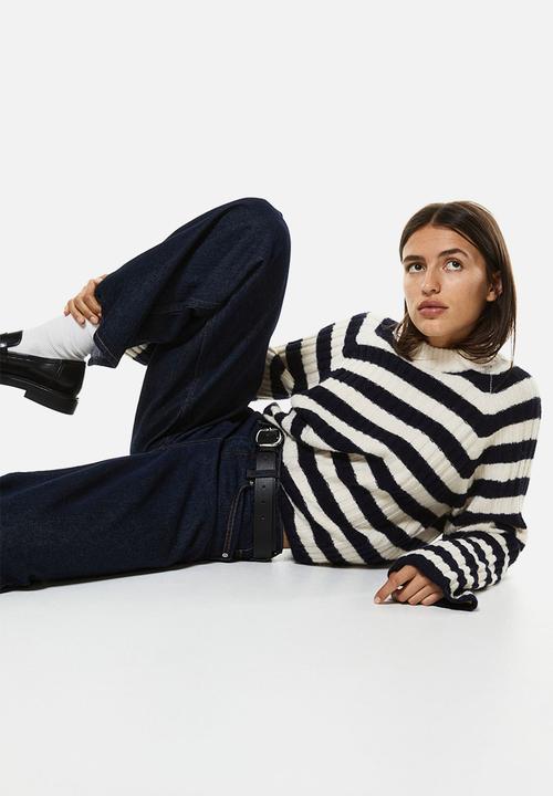 H&M - Rib-knit jumper - navy blue striped