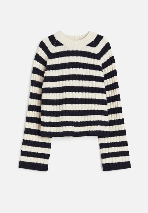H&M - Rib-knit jumper - navy blue striped