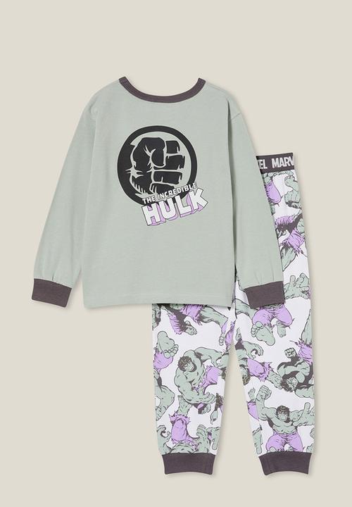Cotton On - Ace long sleeve pyjama set licensed - lcn mar stone green/hulk smash