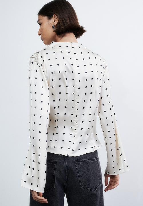 H&M - Satin blouse - white/spotted
