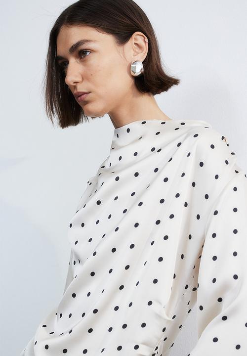 H&M - Satin blouse - white/spotted