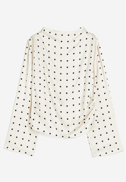 H&M - Satin blouse - white/spotted