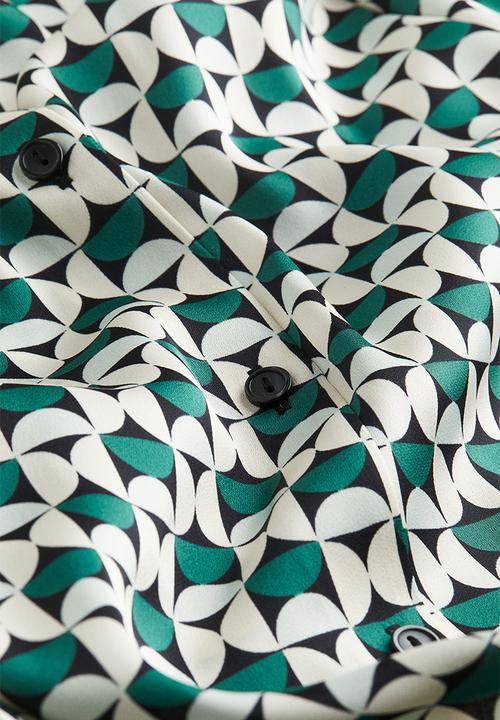 H&M - Tie-belt shirt dress - green/patterned