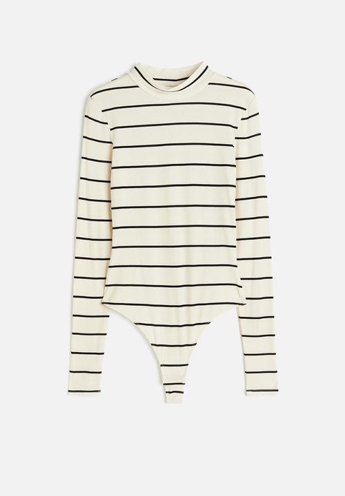 H&M - Turtleneck thong body - cream/striped