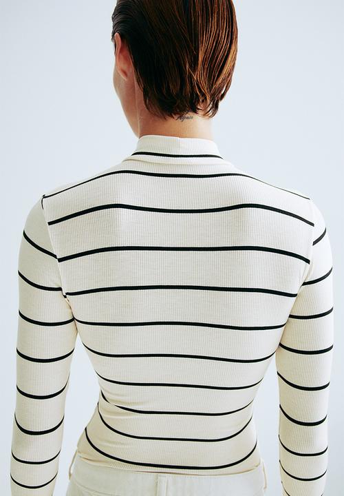 H&M - Turtleneck thong body - cream/striped