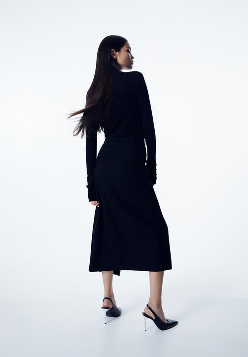 H&M - Slit-hem twill skirt - black