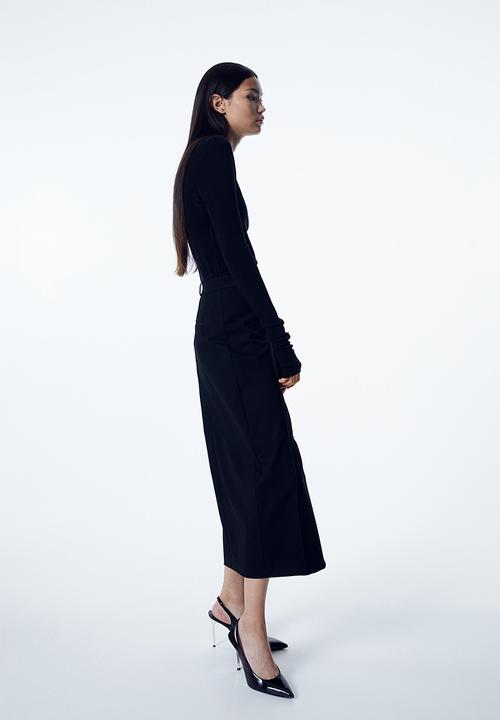 H&M - Slit-hem twill skirt - black