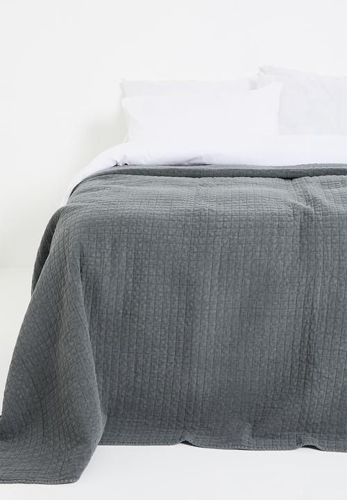 Sixth Floor - Cotton Stone Wash Bed Quilt - Charcoal