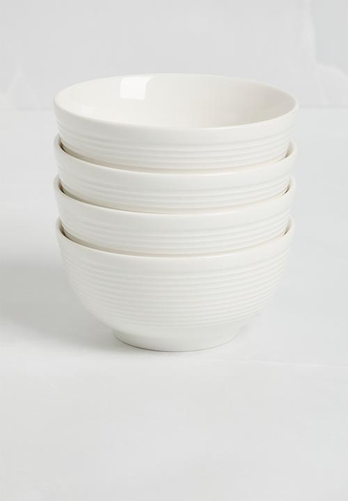 Sixth Floor - Lines cereal bowl set of 4 - White