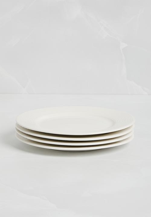 Sixth Floor - Lines side plate set of 4 - White