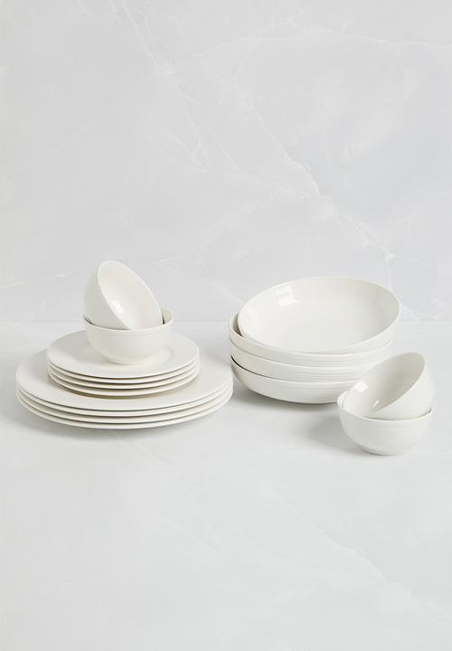 Sixth Floor - Lines side plate set of 4 - White