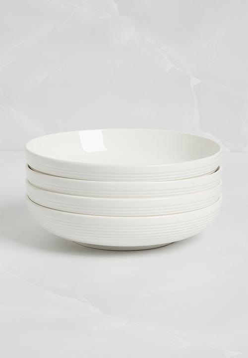Sixth Floor - Lines pasta bowl set of 4 - White