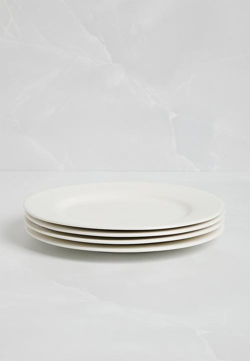 Sixth Floor - Lines dinner plate set of 4 - White