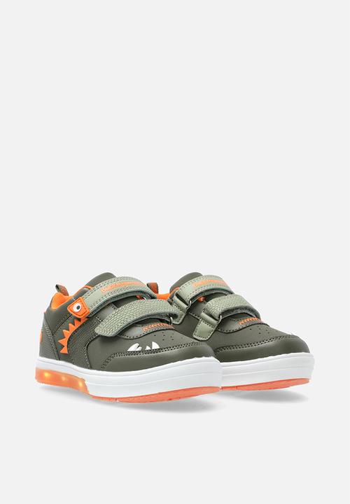 Bubblegummers - Neon light up sneakers - military green/orange