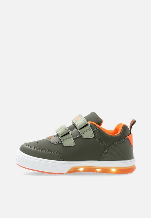 Bubblegummers - Neon light up sneakers - military green/orange