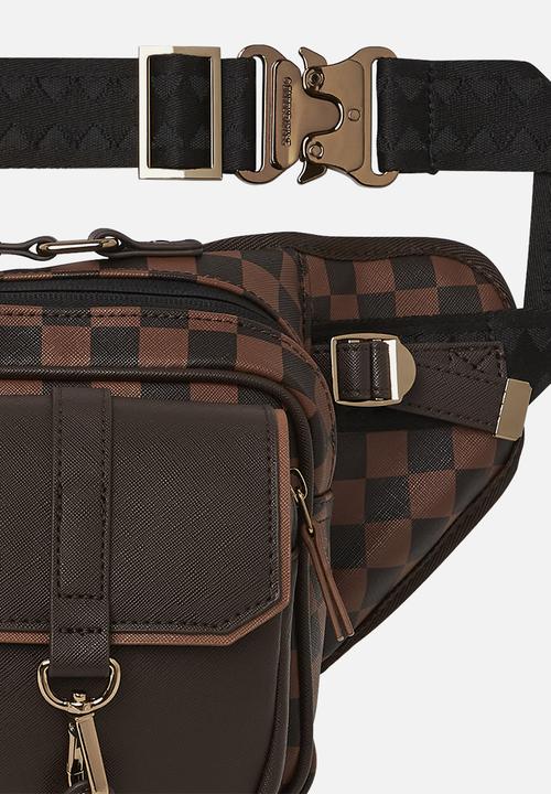 Sprayground - Brown checkered so teddy crossbody - brown