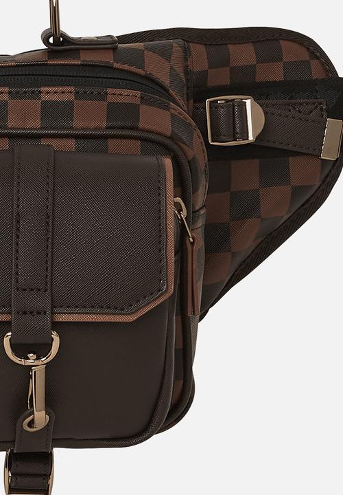 Sprayground - Brown checkered so teddy crossbody - brown