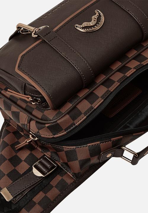 Sprayground - Brown checkered so teddy crossbody - brown