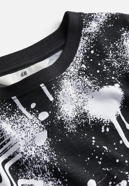 H&M - Printed cotton t-shirt - black patterned